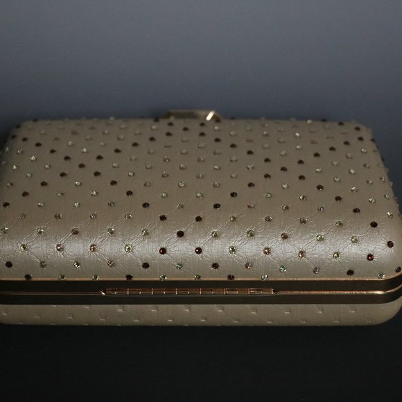 NEW Jimmy Crystal Gold Rhinestone Clutch - Picture 4 of 10